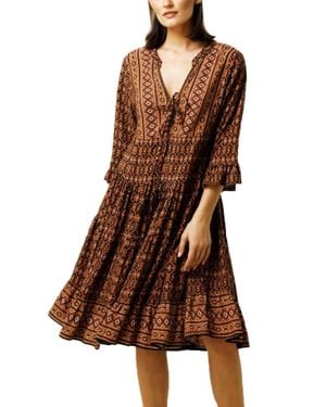 LUSANA Evie Midi Dress - Brown