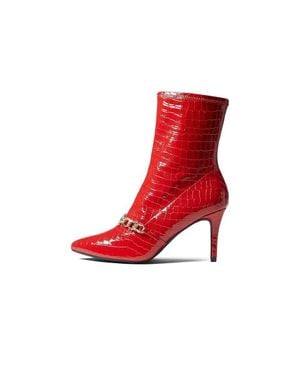 Juicy Couture Tyme Bootie 8 Croc Leather Stiletto Heel Boots Khd807 - Red