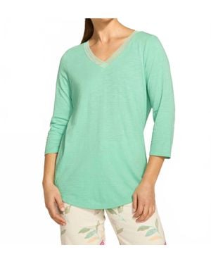Fdj Mesh V-Neck Top - Green
