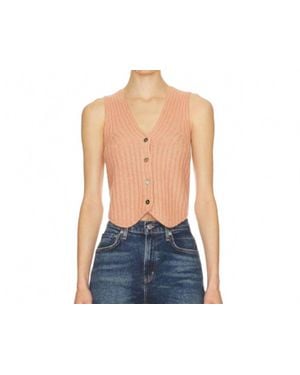 FAVORITE DAUGHTER Button-Down Sleeveless Vest - Blue