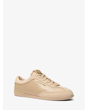 Michael Kors Nolan Leather And Suede Sneaker - Natural