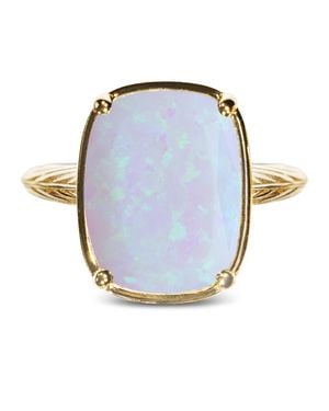 Sterling Forever Sterling Frosted Opal Elongated Cushion Ring - Blue
