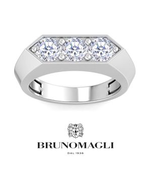 Bruno Magli 1-2 Carat Round Shape Lab Grown Diamond Three Stone Ring - Metallic