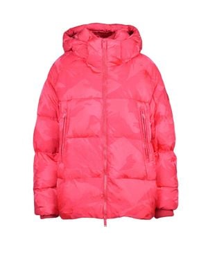 Add Down Jacket With Tone-On-Tone Embroidery And Hood - Pink