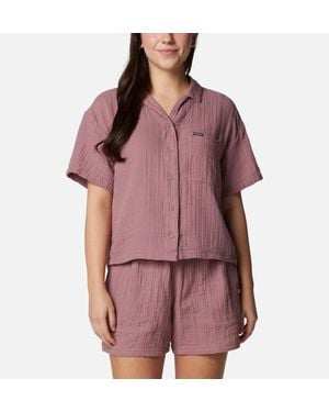 Columbia Holly Hideaway Shirt 100% Cotton Button Up Kfc358 - Red