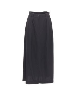 The Row Pleated Waist Silk Lined Midi Skirt - Blue
