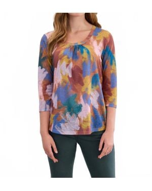 Fdj 3/4 Sleeve Scoop-Neck Top - Red