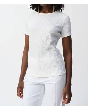 Joseph Ribkoff Textured Short Sleeve Top - White