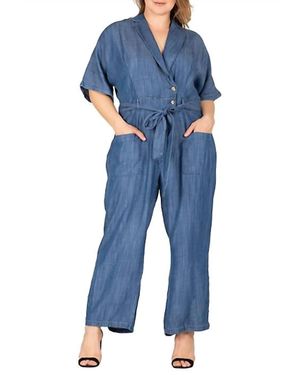 Standards & Practices Tencel Short Sleeve Jumpsuit - Blue