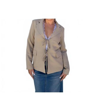Sans Souci Camille Tie Front Blazer - Gray