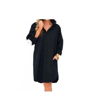 Caryn Lawn Preppy Heart Elbow Dress - Black