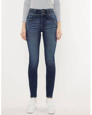 Kancan High Rise Double Button Skinny Jean - Blue