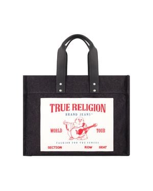 TRUE RELIGION Washed Denim Tote - Red