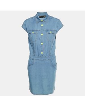 Love Moschino Denim Knee Length Shirt Dress - Blue