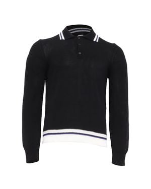 Ferragamo Ferragamo Knitted Long Sleeve Polo Shirt - Black