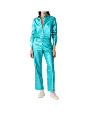 Lanhtropy Astro Metallic Linen Pants - Blue