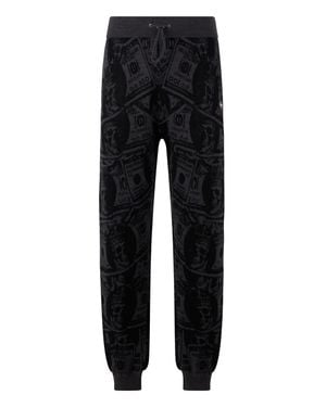 Philipp Plein Knit Sweatpants All-Over Dollar - Black