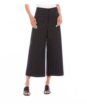 Karen Kane Stripe Cropped Wide-Leg Pants - Black