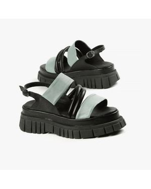All Black Tube And Band Lugg Sandals - Black