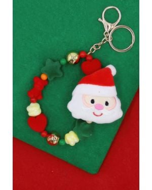 Fashnzfab Christmas Santa Charm Ribbon Keychain - Green