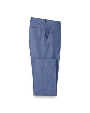 Paul Fredrick Linen Chambray Twill Pants - Blue