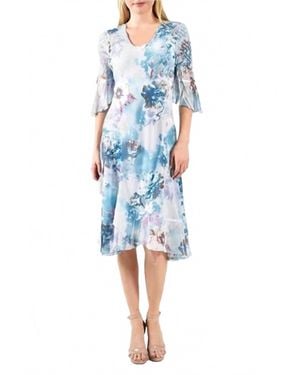 Komarov Bell Sleeve Dress - Blue