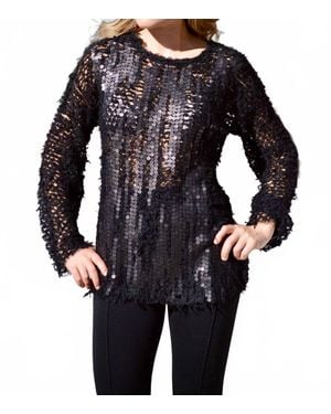 Aviu Knit & Sequin Sweater - Black