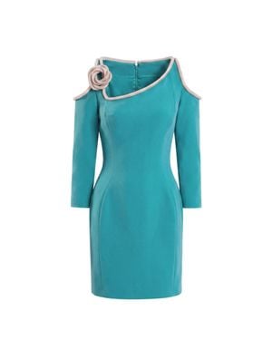 Saiid Kobeisy Mini Dress With Crystal Embellishments - Blue