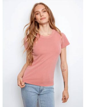 Charlie b Tencel Rib Crew Neck Tee - Red