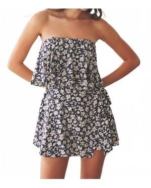 Mustard Seed Ruffle Wrap Floral Romper - Black