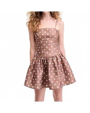 French Connection Taffeta Polka Dot Mini Dress - Brown