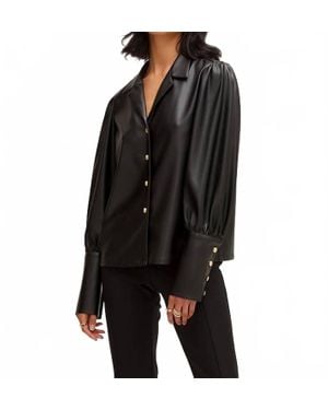 Fifteen Twenty Faux Leather Long Sleeve Shirt - Black