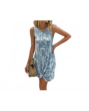 ELINGS Round Neck Tie Dye Short Dress - Blue