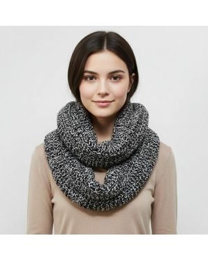 TRUEDAMES Cozy Two Tone Knit Infinity Scarf - Gray