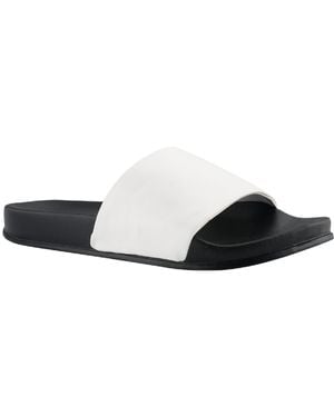 Marc Fisher Sarri Faux Leather Slip On Pool Slides - Black