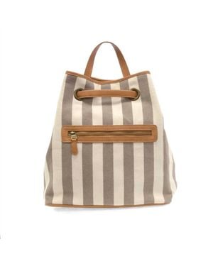 Joy Susan Awning Stripe Canvas Backpack - Natural