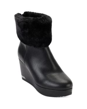 DKNY Nadra Faux Leather Wedge Boots - Black