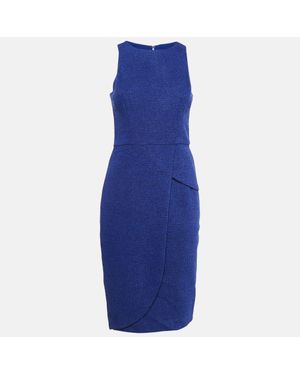 Badgley Mischka Tweed Sleeveless Short Dress - Blue