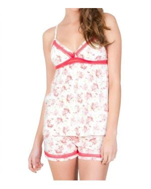 Twelve Eighty Eight Elizabeth Spaghetti Strap Camisole Boxer Pajama Set - Red