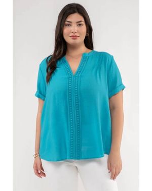 Blu Pepper Coastal V-Neck Blouse - Blue