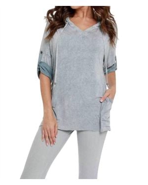 Angel Hooded Drawstring Tunic Top - Gray