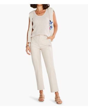 NIC+ZOE Fraida Faux Leather Straight Leg Trouser - Natural