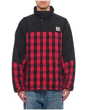 Junya Watanabe Check Pattern Jacket With Frontal Zip And Snap Button Closure - Red