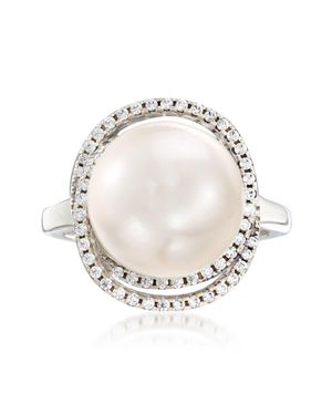 Ross-Simons Italian 12Mm Cultured Pearl And Cz Ring - White