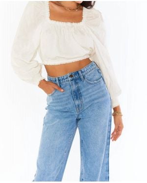Show Me Your Mumu Floral Long Sleeve Crop Top - Blue