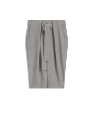 BOSS Belted Skirt With Pleat Front - Gray