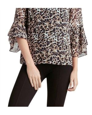 Kensie Long Sleeve Tie Front Top - Black