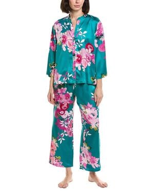 Natori 2pc Empress Printed Satin Pajama Set - Blue