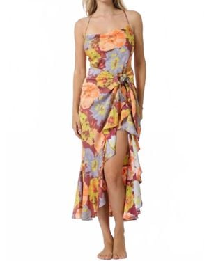 AAKAA Rebecca Bust Drapping Ruffle Wrap Dress - Multicolor