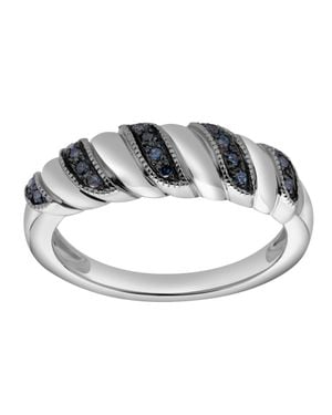 LuvMyJewelry Delphine Sterling 0.10 Ct Diamond Croissant Ring - Metallic